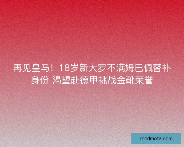 再见皇马！18岁新大罗不满姆巴佩替补身份 渴望赴德甲挑战金靴荣誉